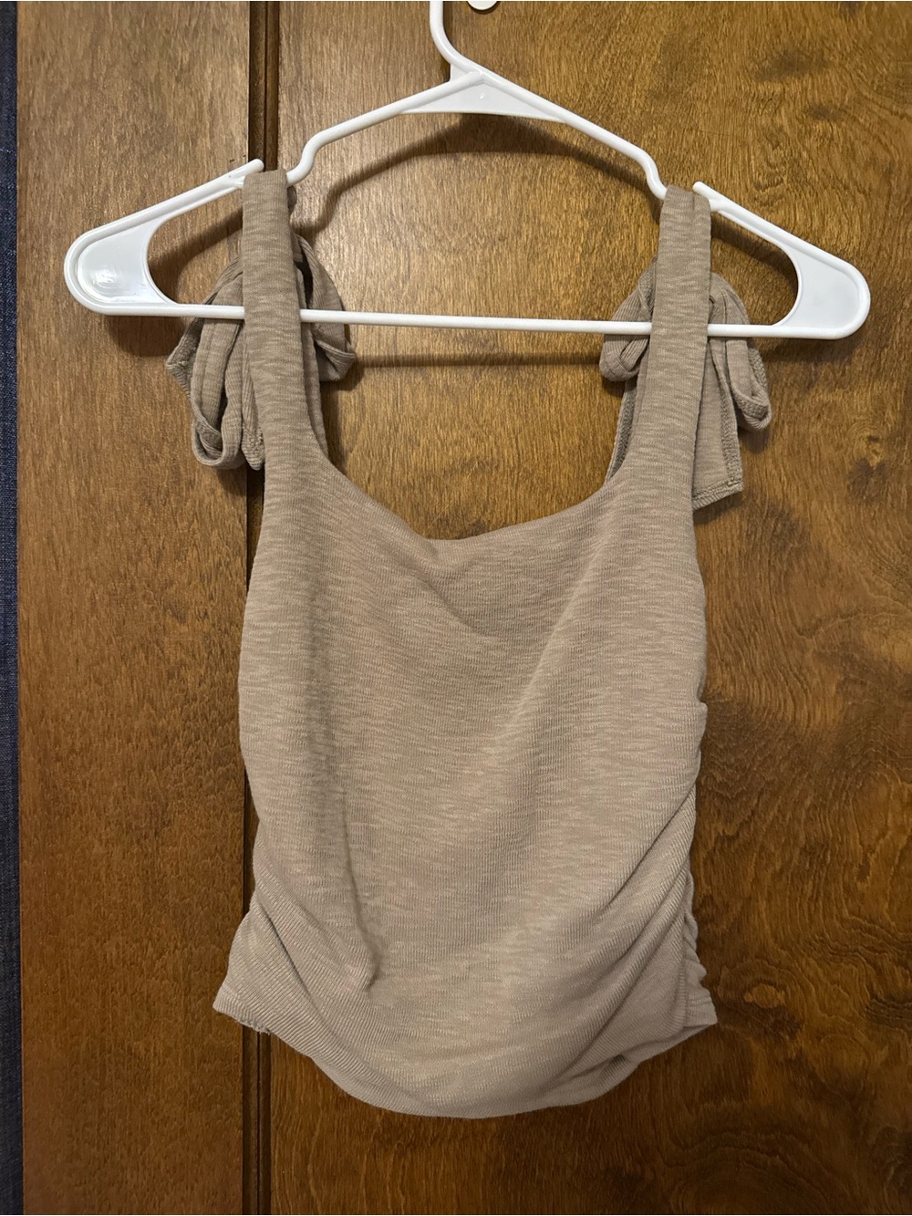 Free People Tie-Shoulder Tank Top in Taupe
